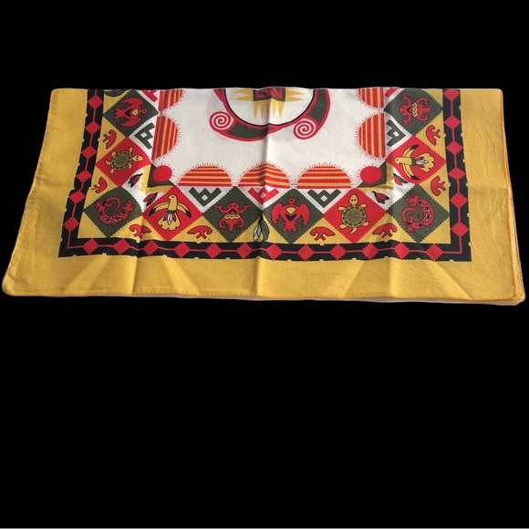 Southwestern Aztec Vintage Gold, Red and Black Native Tribal Bandanna 21”x21” - Picture 6 of 16